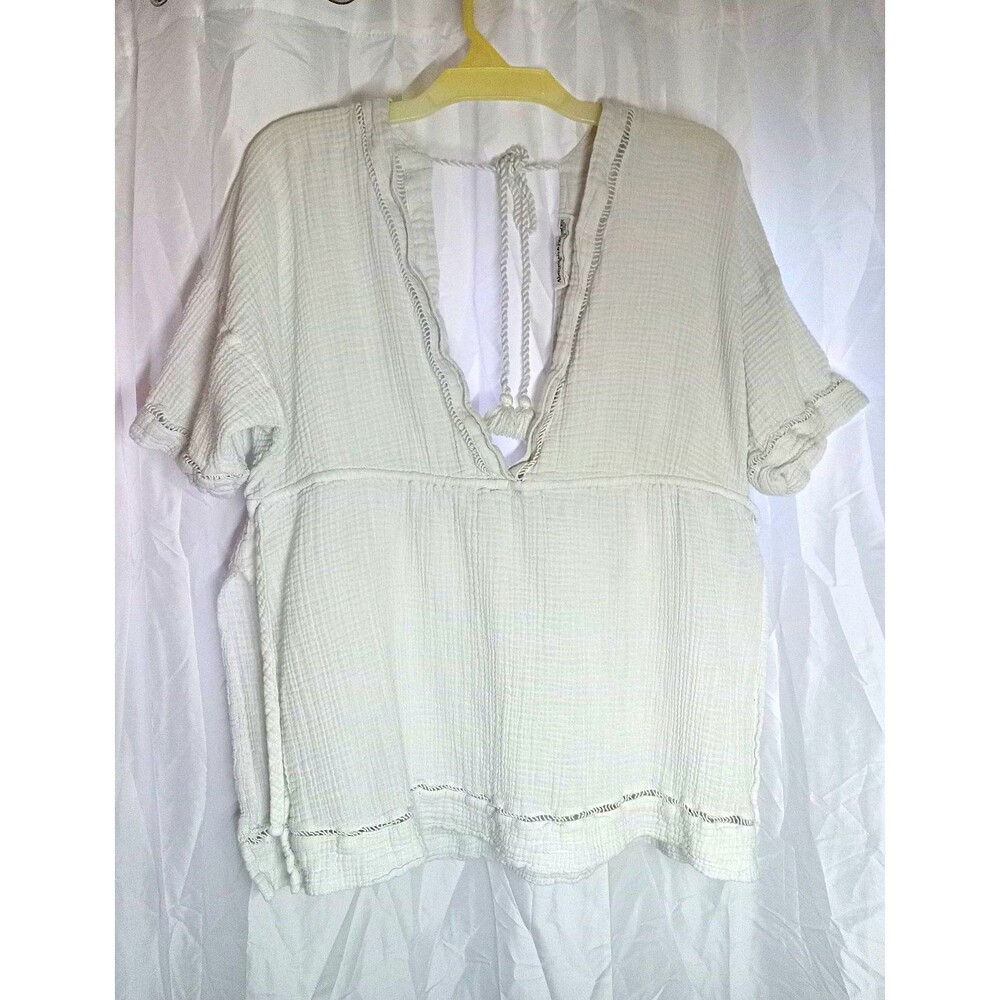 Abercrombie & Fitch Lace Trim Beach Cover Up White Boho Sheer Gauze One Size